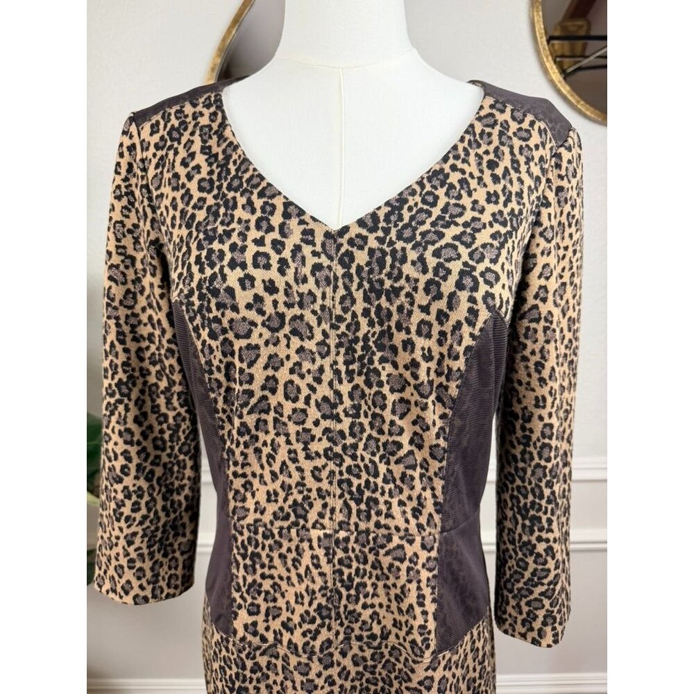 Quiet Luxury Leopard Pencil Dress|Power Femme Rich Mom Elegance|Antonio Melani 6 - Picture 4 of 14